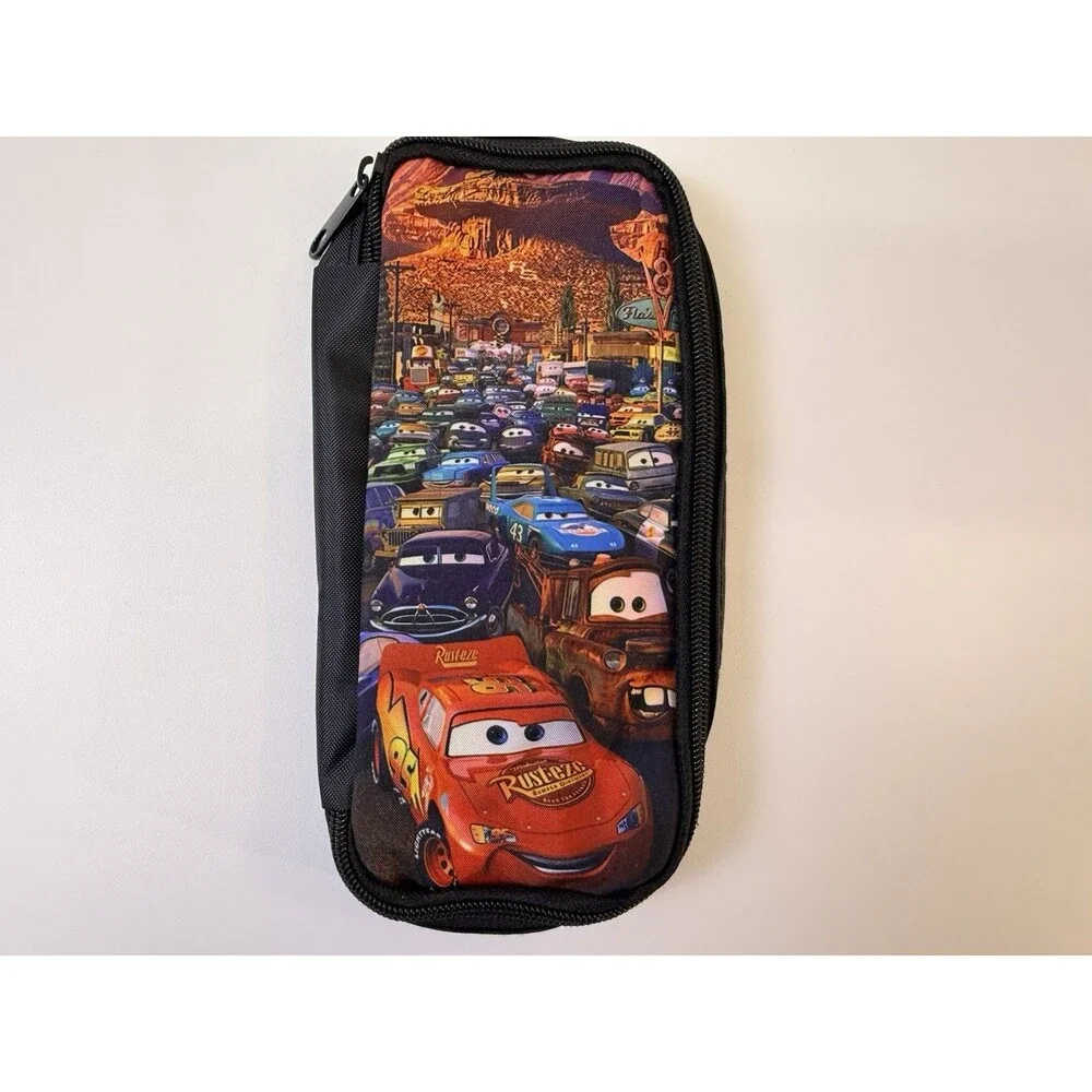 Stationery School Pencil Case Bag Disney Cars Lighting McQueen Black Zip Pouch